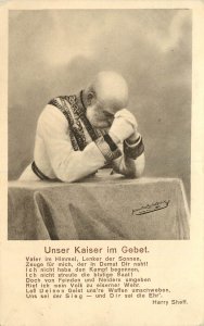WWI Era Postcard Emperor Franz Josef in Prayer