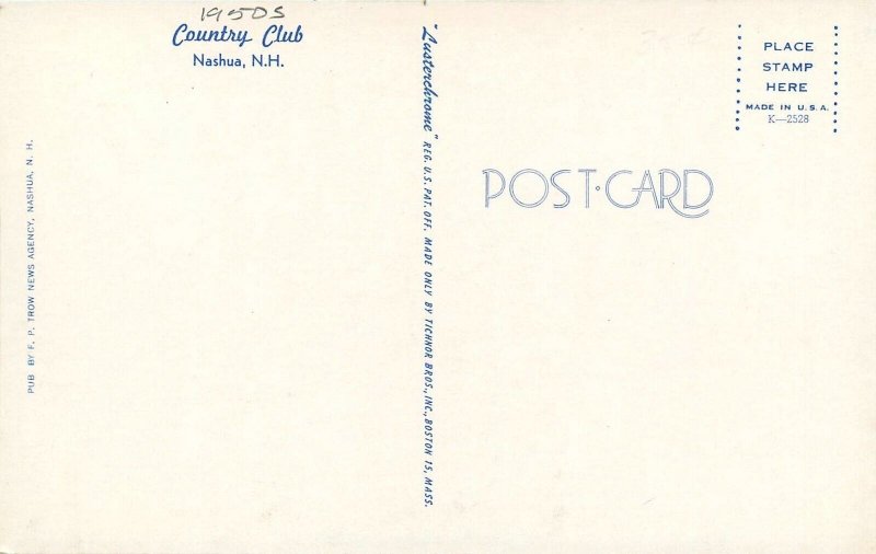 Postcard New Hampshire Nashua Country Club 1950s Trow News Tichnor 23-10340