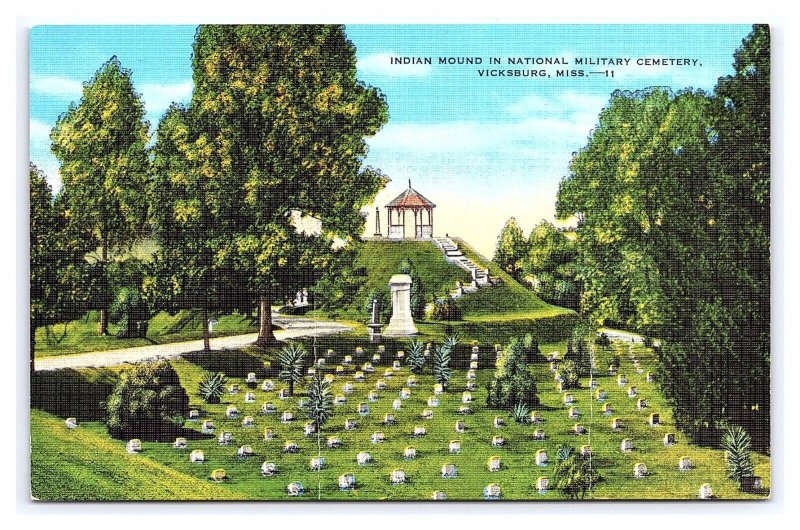 Indian Mound In National Military Cemetery Vicksburg Mississippi Postcard