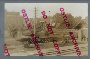 Atkinson ILLINOIS RPPC c1910 DEPOT TRAIN STATION nr Geneseo Princeton Moline IL