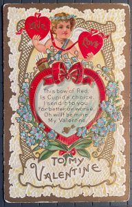 Vintage Victorian Postcard 1900-1910 To May Valentine - True Love Angel