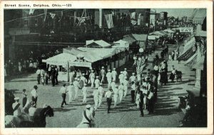 Street Scene, Festival Tents, Delphos OH Vintage Postcard P79