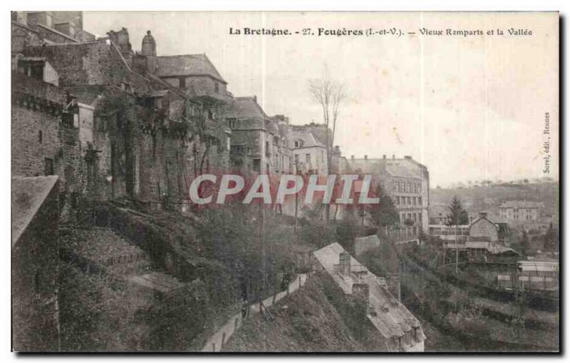 Old Postcard Brittany Fougeres Old City Walls and the Valley