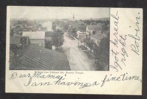 DILLSBORO INDIANA DOWNTOWN BIRDSEYE VIEW MASONIC TEMPLE OLD POSTCARD