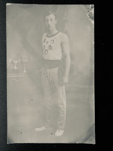 Manchester Sport Portrait PERCY BARTRAM Athlete & Trophies Oct 1907 RP Postcard