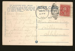 USA Postmark 1929 Chicago ILL The Blackstone Hotel Chicago Postcard