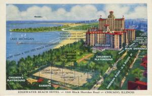 Edgewater Beach Hotel Chicago Illinois IL Lake Michigan Vintage Postcard D23
