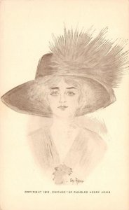 Woman in Hat Charles Henry Adair Artist-Signed Fashion 1912 Chicago Antique