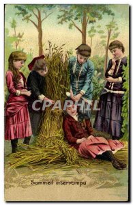 Old Postcard Fantasy Children Sleep interrupted