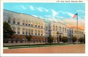High School Missoula Montana MT Vintage Postcard