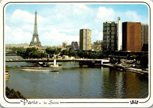 France Paris The River Seine With Eiffel Tower In Distance