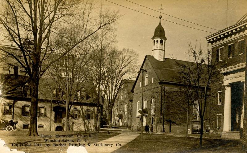 NC - Winston-Salem. Home Moravian Church circa 1914. *RPPC* Damaged card but ...