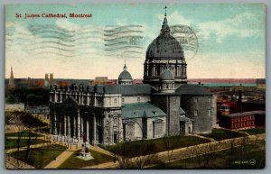 Postcard Montreal Quebec c1913 St. James Cathedral CDS Machine Cancels