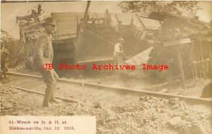 NY, Richmondville, New York, RPPC, D & H Railroad Train Wreck, Debris, Workers 