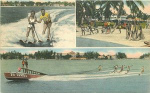 Miami Beach Florida All American Water Ski School 1940s Kozak Postcard 21-11802