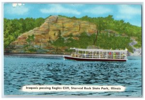c1940 Iroquois Passing Eagles Cliff Starved Rock State Park Illinois IL Postcard