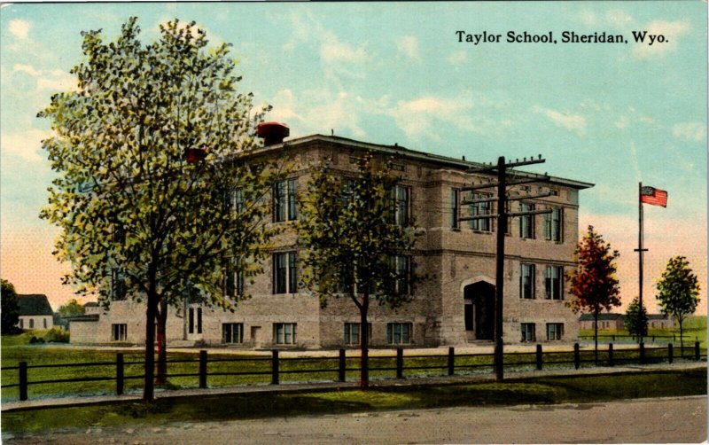 Postcard WY Sheridan Taylor School ~1910 H12