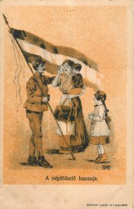 Hungary patriotic allegory 1914 artist postcard ww1