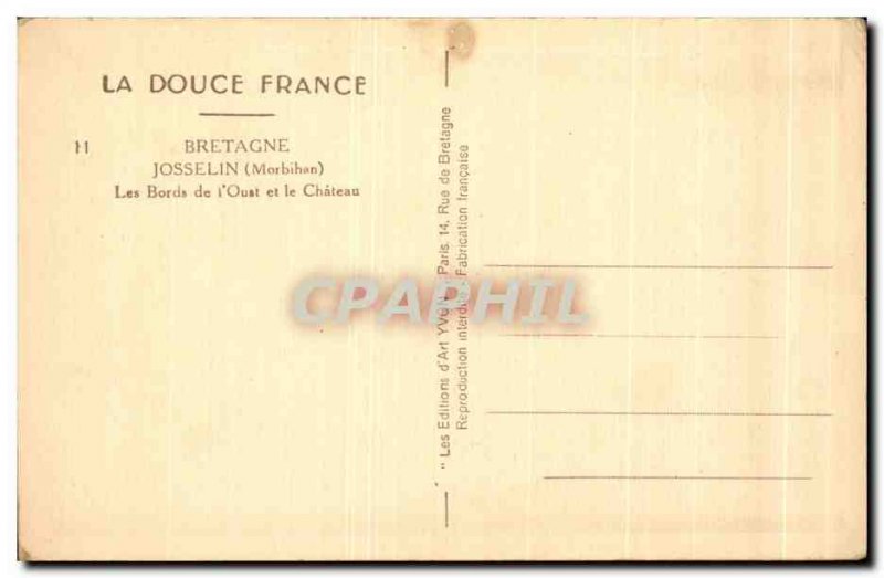 Old Postcard La Douce France Brittany Josselin The Banks of the & # 39Oust an...