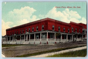 Minot North Dakota SD Postcard Dinnie Flats Building Exterior c1910s Antique