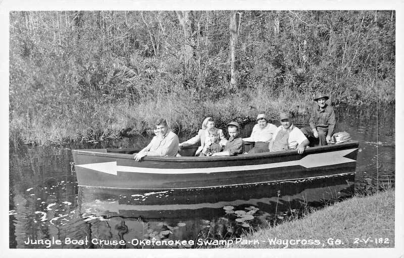 WAYCROSS GEORGIA~OKEFENOKEE SWAMP PARK-JUNGLE BOAT CRUISE-REAL PHOTO POSTCARD