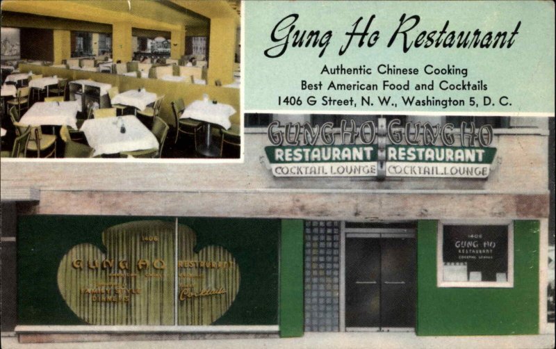 Washington DC Gung Ho Restaurant Chinese Postcard United States
