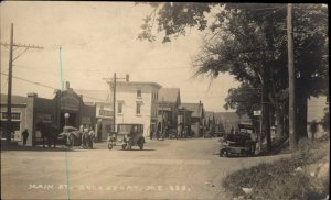 Bucksport Maine ME Main St. Car Dealership at Left c1915 Real Photo Postcard