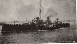 RPPC Photo British Royal Navy HMS Dreadnought Leaving Harbor for Trials