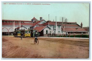 c1910 Southern Pacific Railroad Depot Sacramento California CA Postcard