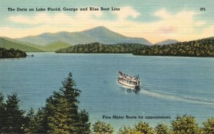 Vintage Postcard Doris Lake Placid George And Bliss Boat Line Fine Motor Boats