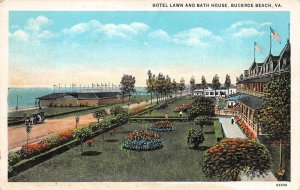 Buckroe Beach Virginia Hotel Lawn  & Bath House Vintage Postcard CC4235