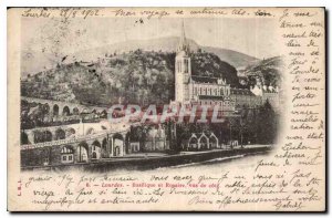 Old Postcard Lourdes Rosary Basilica and side view