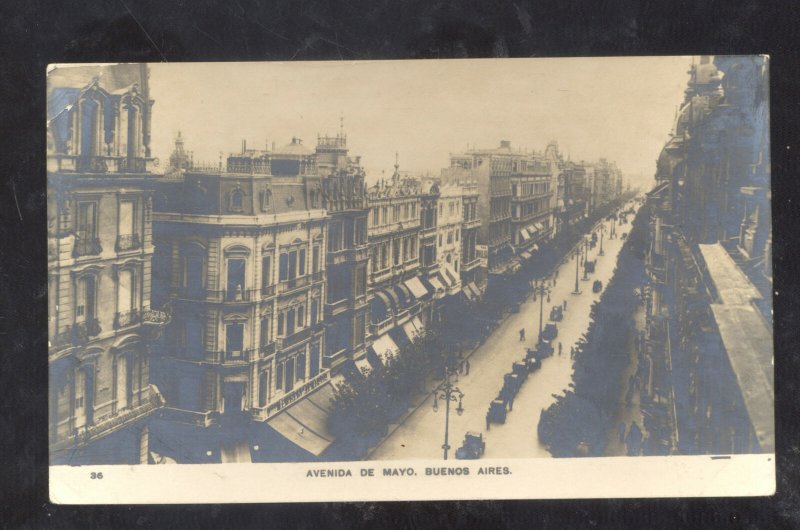 RPPC BUENOS AIRES ARGENTINA DOWNTOWN STREET SCENE VINTAGE REAL PHOTO POSTCARD