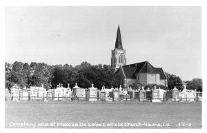 Houma Louisiana St Frances de Sales Church and Cemetery Real Photo PC JF685701