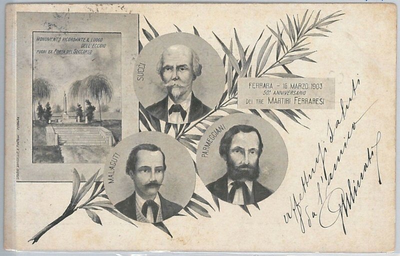49475 Vintage POSTCARD - FERRARA - 50th ANNIVERSARY FERRARESI MARTYRS 1903-