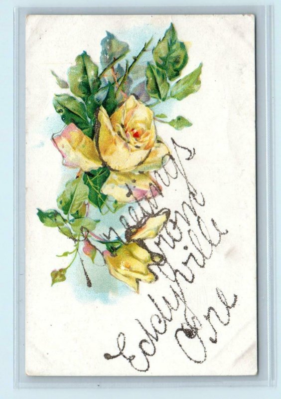 GREETINGS from EDDYVILLE, OR Oregon ~ Yellow Roses  c1910s Embossed   Postcard