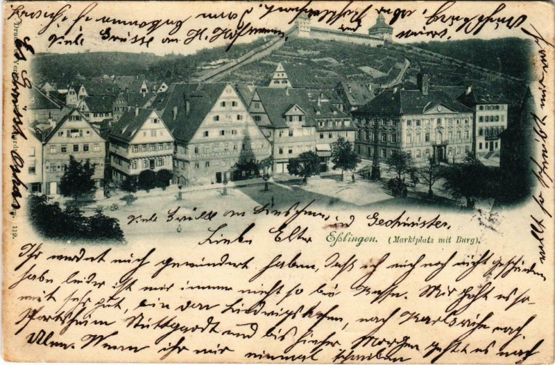 CPA AK ESSLINGEN a. N. Marktplatz mit Burg GERMANY (862283)