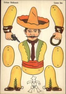 Paper Doll Cut Out Series Circus LASSO JIM Cirkus Reibusch Postcard gfz