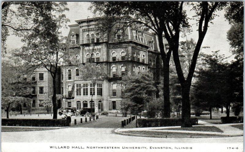 EVANSTON, IL Illinois   WILLARD HALL  Northwestern University  c1930s   Postcard