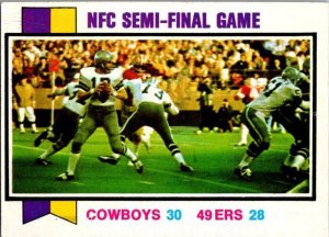 1973 Topps Football Card NFC Semi-Final Game Cowboys 30 49ers 28  sk2401