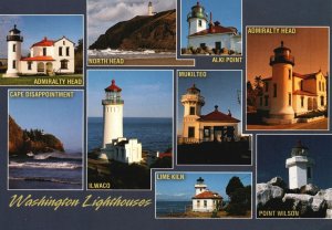 Vintage Postcard Upper Left to Lower Right Photos Washington Lighthouses SWC