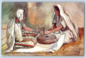 Jerusalem Israel Postcard Two Women Grinding Hand Mill c1910 Oilette Tuck Art