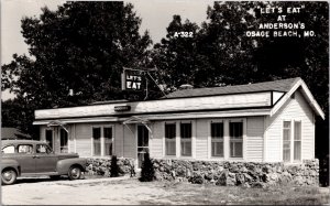 Real Photo Postcard Let's Eat at Anderson's Restaurant in Osage Beach, Missouri