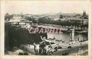 Postcard Modern Perspective Paris strolling on the Seine