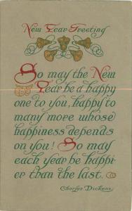 Arts Crafts New Year Saying Charles Dickens 1911 Postcard 13323