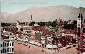 Ogden Utah Birdseye Wasatch Mountains UT c1908 Postcard H61