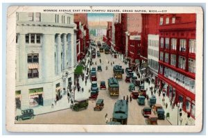1929 Monroe Avenue East from Campau Square Grand Rapids Michigan MI Postcard