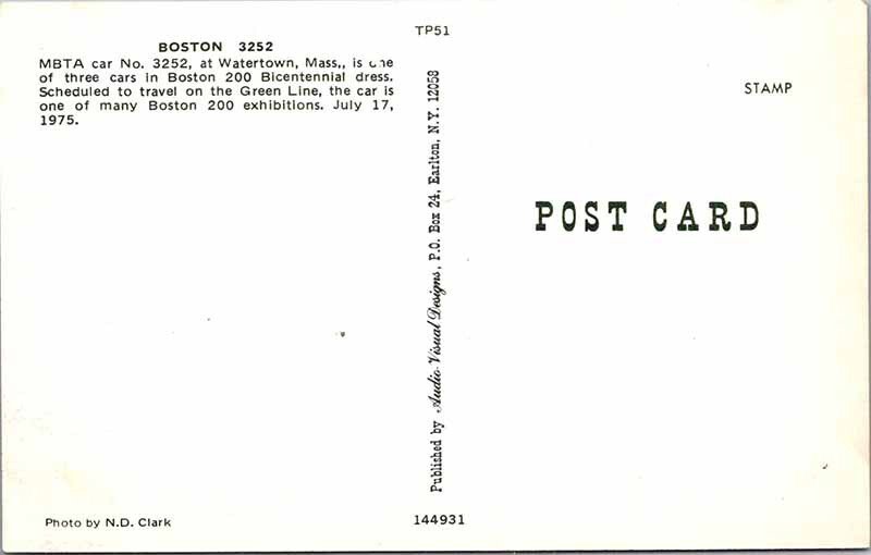 Postcard TRAIN SCENE Watertown Massachusetts MA AK8315