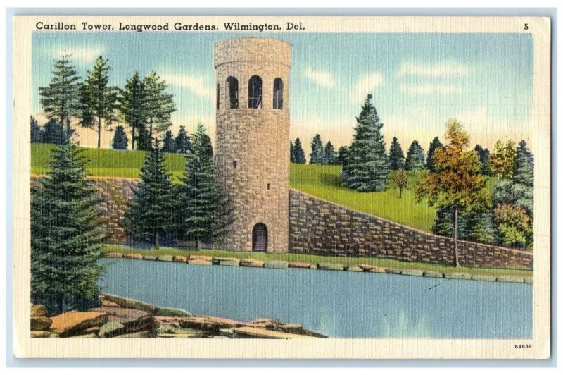 c1940 Carillon Tower Longwood Gardens Exterior Wilmington Delaware DE Postcard