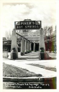 Postcard 1940s California Napa Calistoga Entrance Piner's Hot Springs CA24-2979